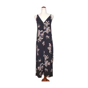 Free People Dream Big Black Floral‎ Wide Leg Jumpsuit Size Small